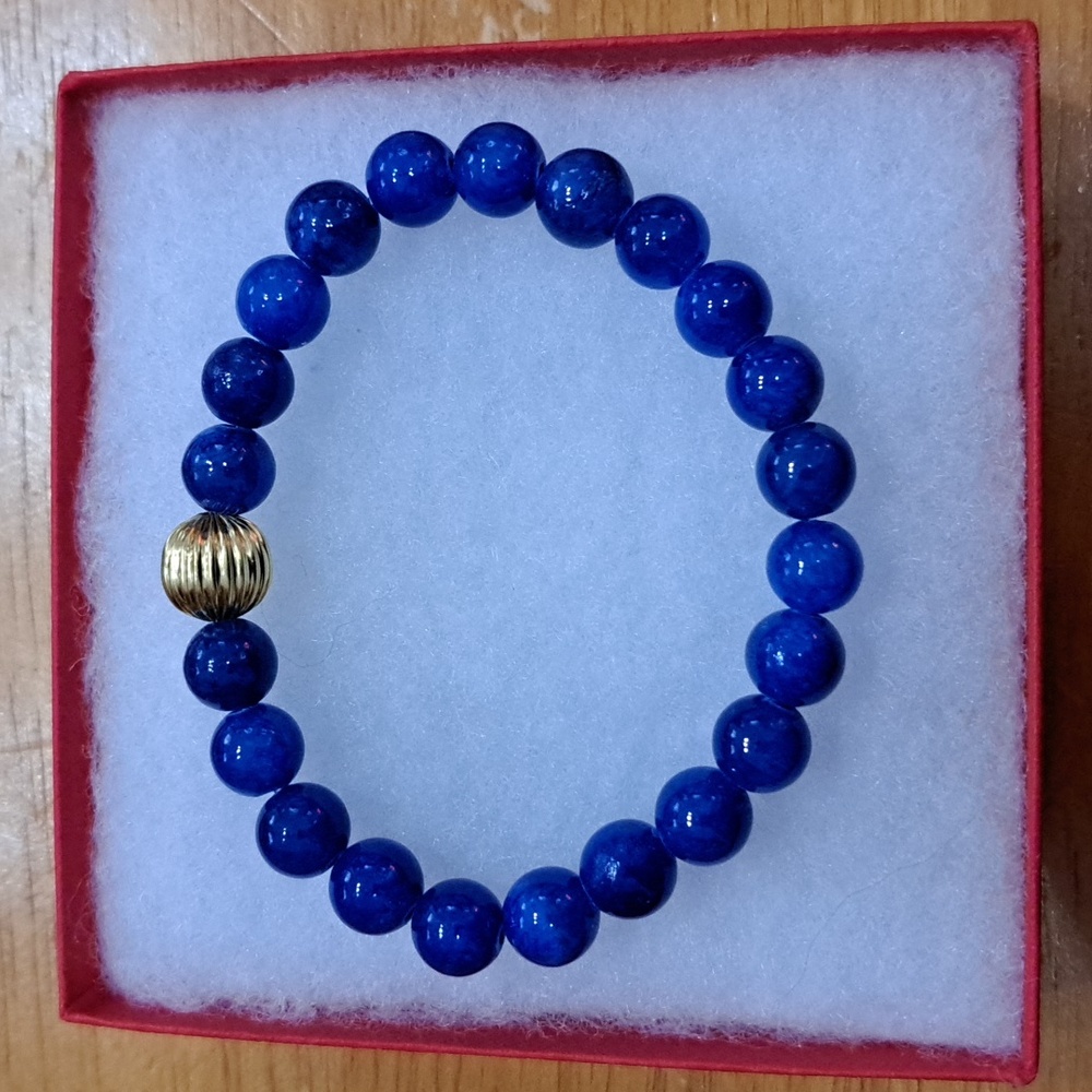 Cobalt Mountain Jade Stone Bracelet - Picture 2 of 5